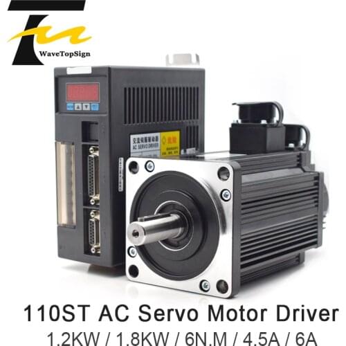 AC Servo Motor Driver 1.2KW 1.8KW 6N.M 4.5A 6A 110ST Series AC Motor Matched Servo Driver AASD 30A Complete Motor kit