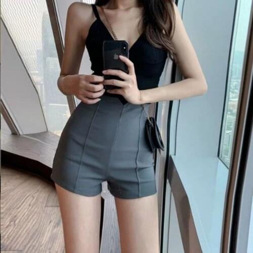 Womens Shorts Gray Summer Cycling High Waist Casual Plus Size Loose Bottom Korean Streetwear Solid Color Daily Gym Pants