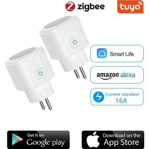 Tuya Zigbee Smart WiFi Socket EU Plug Smart Home 16A Power Monitor Timer Outlet Voice Remote Control With Alexa Google Home