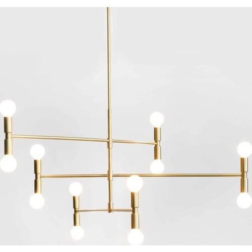Modern linear line ceiling chandelier light rotatable adjustable bronze gold hanging light lamp for dinning living room foyer