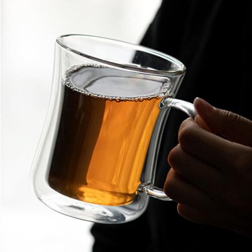 Double Wall Glass Cup Insulated Coffee Mug Tea Cup with Handle Heat-resistant Double Glass Cups and Mugs Gifts Glassware 250ML