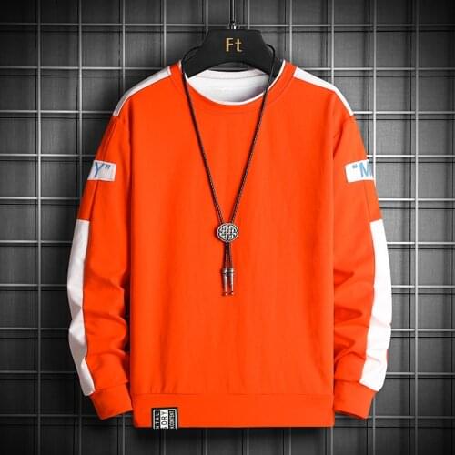 Autumn New Men Hoodies Hip Hop Streetwear 2021 Mens Casual Harajuku Sweatshirts O-Neck Solid Patchwork Male Loose Hoody Pullover