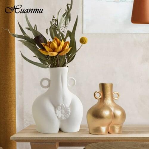Light Luxury Vase Home Decor Ceramic Flower Vase Female Body Art Gifts Living Room Desktop Ornaments ваза для цветов