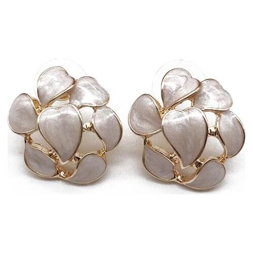 Vintage Stud Earrings Flower Petal Drip Glaze Brincos Modern Office Party Jewelry