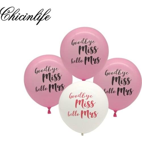 Chicinlife 10pcs Goodbye Miss Hello Mrs Balloons Miss to Mrs Bachelorette Party Bridal Shower Wedding Decoration Hen Party