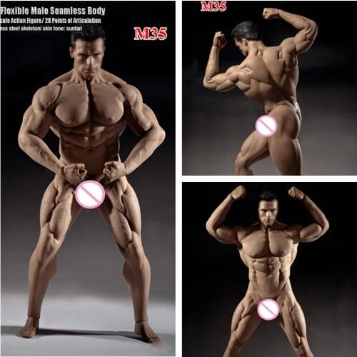 1/6 SFD Suntan Skin Male Figure Bodybuilding Muscle Body Accessories Tall 29cm BJD DIY Action Figure Doll Soft Silicone Model