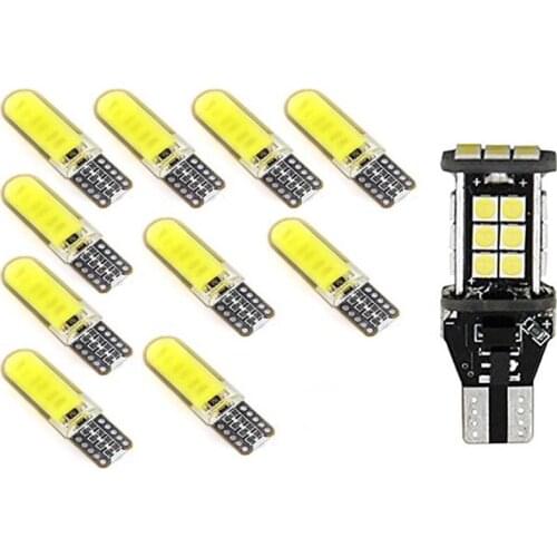 10Pcs T10 W5W COB LED Car Auto Interior Wedge Side Parking Bulb & 1Pc Error Free 921 912 T10 T15 W16W LED Reverse Light