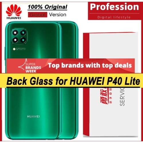 100% Original for Huawei P40 Lite Back Battery Cover Rear Glass Door Panel Case Battery Cover with Camera Lens