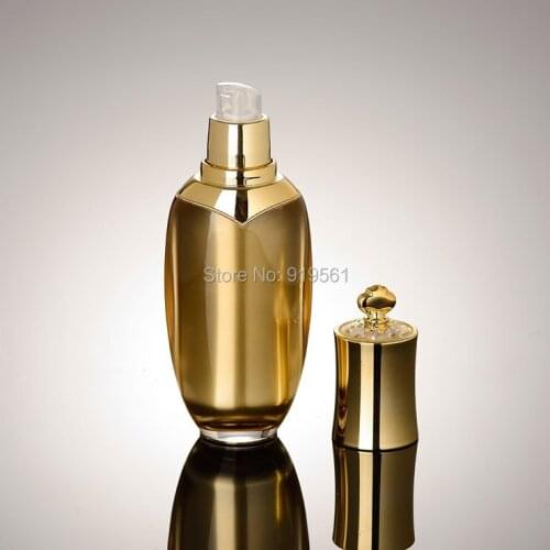 100pcs x 50ml Gold Crown shape Acrylic press pump bottle Empty cosmetic Plastic Cream container Cosmetic bottle eye cream Bottle