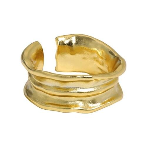 18K Gold Authentic S925 Sterling Silver Jewelry Multi-Rows irregular band rings Adjust TLJ1620