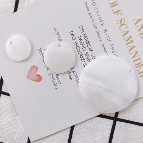 2Pieces/lot Shell Jewelry Accessories White shellfish double-sided flat wafer jewelry accessories