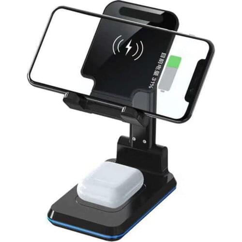 2 In 1 Phone Stand Wireless Charger Airpods Charger Foldable Desk Charger Holder foriphone 11pro 11