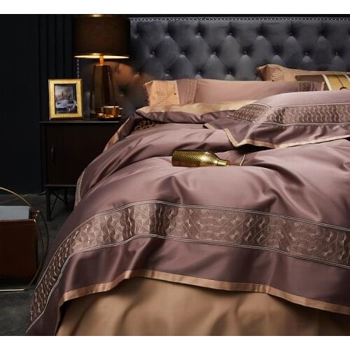 Luxury European Style Egyptian Cotton Embroidery Bedding Set Solid Cover Duvet Cover Sheet Pillowcase King Queen 4 PCS