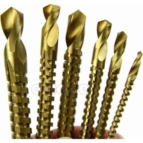 6pcs Titanium Coated High Speed Steel Drill Bit Electric Drill Hemp Hand Tools