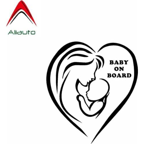 Aliauto Baby on Board Car Sticker Vinyl Waterproof Reflective Decal Motorcycles Automobile Accessories Black Silver,12cm*11cm