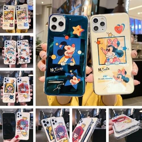 Disney Cartoons Phone Case for IPhone 11 7 8 X XS XR 6S 6plus 6Splus 11Pro 11Promax 7plus 8plus Blu-ray IMD Mickey Minnie cover