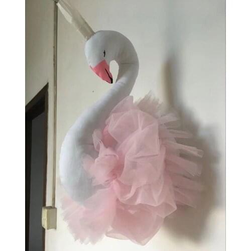 Kids Girl Room Decor 3D Animal Heads Swan Wall Hanging Decor Nursery Room Decoration Soft Install Game House Decor Wedding Decor