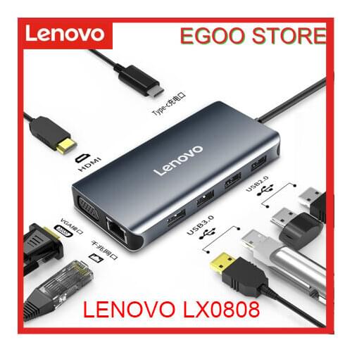Lenovo type-c docking adapter HDMI/VGA/ gigabit port adapter cable interface converter computer extension dock LX0808 USB3.0 HUB