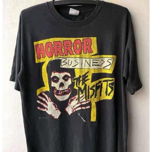 Calelinka American Vintage Misfits Brand Skull Print Graphic Cool Tshirts Unisex Black 100% Cotton Summer Hip Hop Rock T shirt