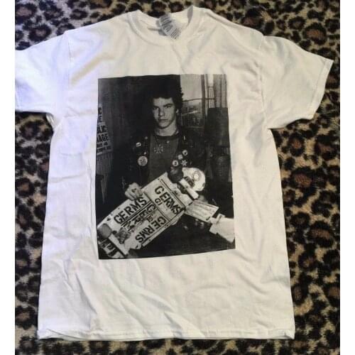Darby Crash T-Shirt,White NEW Sz Large,Punk,Black Flag,Germs,Fear,Circle Jerks Short Sleeves Cotton T Shirt