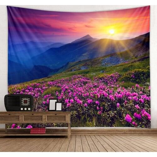 Lingxia-Mountain top sunset beautiful scenery printing tapestry soft and easy to care decorative hanging cloth
