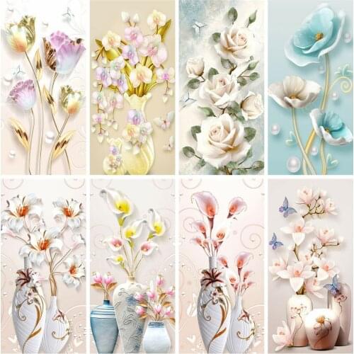 HUACAN 5d Diamond Painting Full Drill Round Flower Diamond Embroidery Sale Vase Pictures Of Rhinestones Mosaic Craft Kit