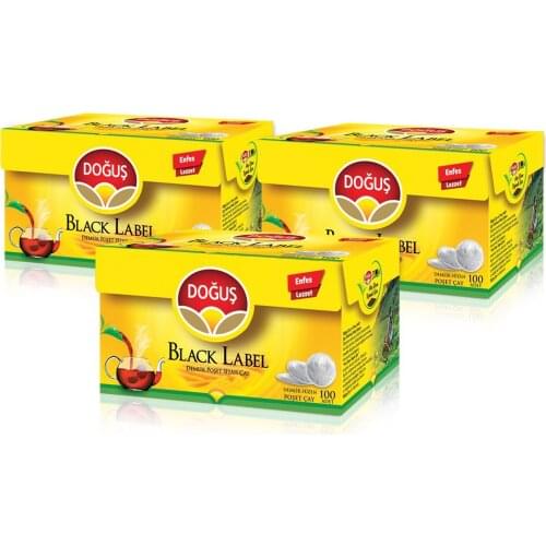 PERFECT WITH A WONDERFUL DRINK Dogus Black Label Teapot Tea Bag 100 pcs 3.2 gr x 3 pcs FREE SHİPPİNG