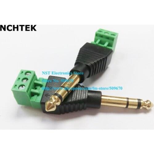 NCHTEK Terminal block to 6.35mm Stereo jack Male Adapter 3 pin Audio 2-part Set /Free Shipping/2PCS