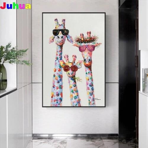 Cool Giraffe Family diy Diamond Painting Mosaic 5D Full Square Round Cartoon animal diamond Embroidery kids room decor