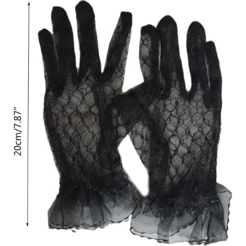 Bridal Lace Net Yarn Gloves Wrist Length Gloves Finger Short Wedding Accessories