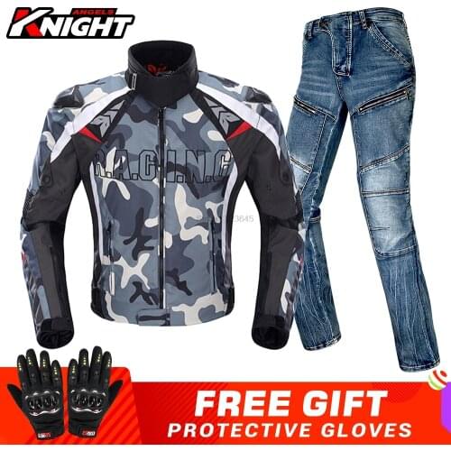 DUHAN Motocross Motorcycle Jacket Windproof Anti-fall Racing Jacket Chaqueta Moto Cold-proof Motocross Cycling Jacket Jeans Suit