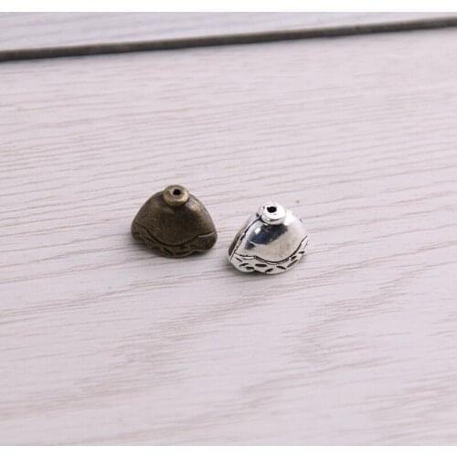 SWEET BELL 60pcs 8*8*12mm Two Color Receptacle Hollow Bead Cap DIY Spaced Jewelry Accessories Charms For Jewelry Making