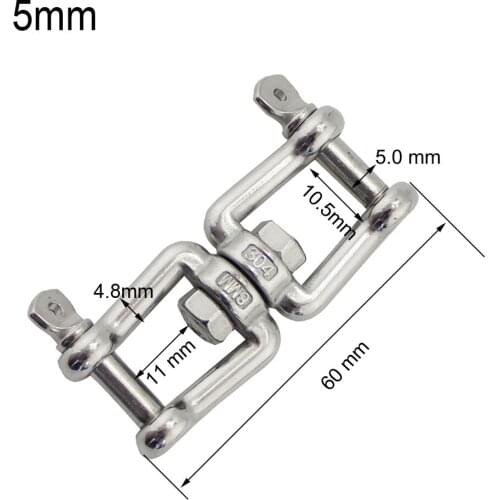 Marine Stainless Steel Anchor Chain Connector Swivel Jaw Double Shackle- M5 Swivel anchor chain connector for boat