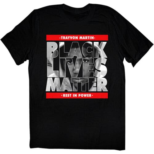 Trayvon Martin Rest In Power Black Lives Matter Run Dmc Design Top Fashion Letters Print Men Fashion Cotton Printed T Shirts