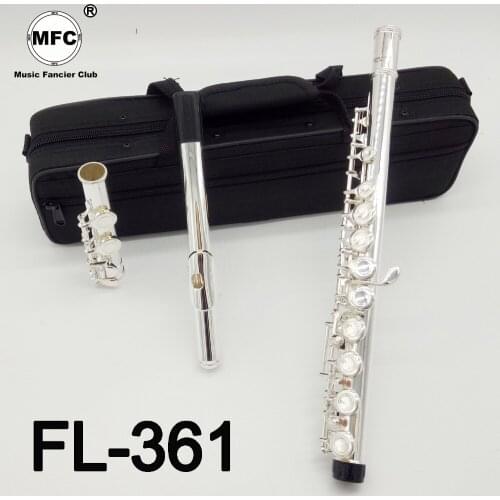 Music Fancier Club Intermediate Standards Flute FL-361 Student Flutes Silver Plated 16 17 Holes Closed Open Hole With Case
