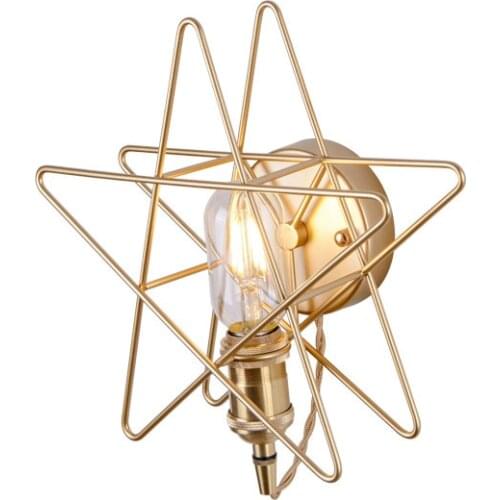 Nordic Pentagram wall lamp corridor stair corridor bedroom bedside entry brass star background wall gold wall lamp