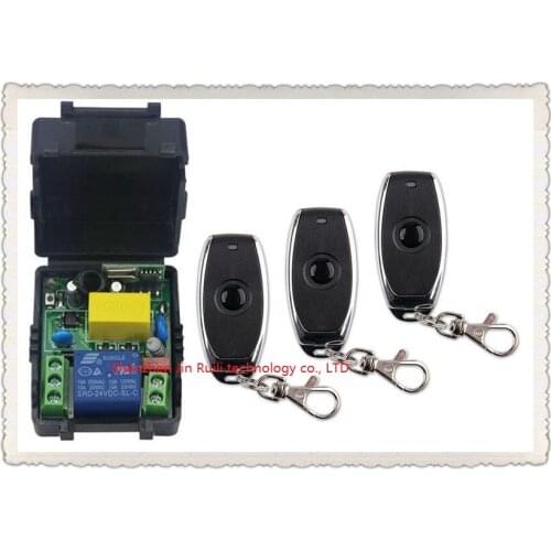 Latest AC 220 V 1CH Wireless Remote Control Switch System 1pcs Receiver + 3pcs one-button metal Remote 315mhz/433mhz for JRL2201