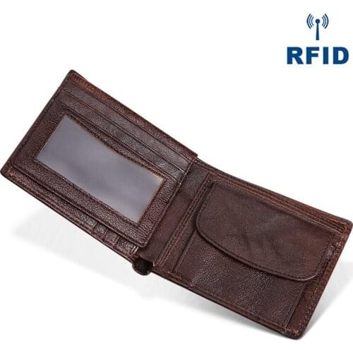 New Men Cowhide Short Wallet Fashion Purse with Coin Pocket Genuine Leather Credit Card Holder Money Bag Zippper Poucht