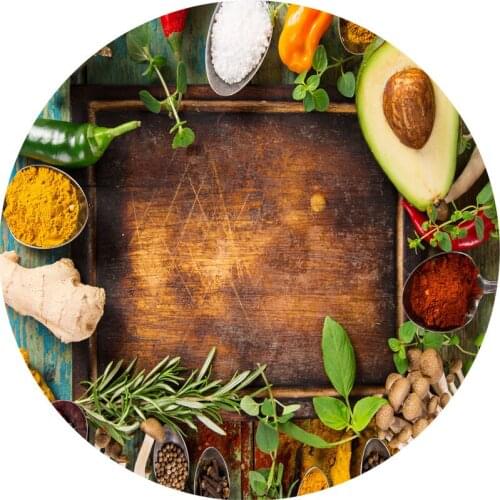 Flavour Seasoning Creative 3D Printing Circular Mats for Bedroom Living Room Carpet Kitchen Bathroom Anti-Slip Floor Mats