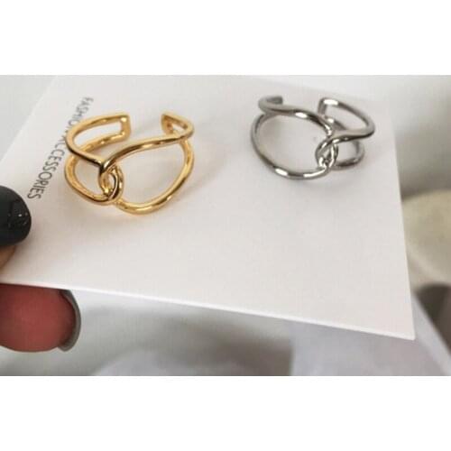 Simple Wave Line Cross Rings for Women Minimalist Adjustable Ring Fashion Gold Ring Jewelry