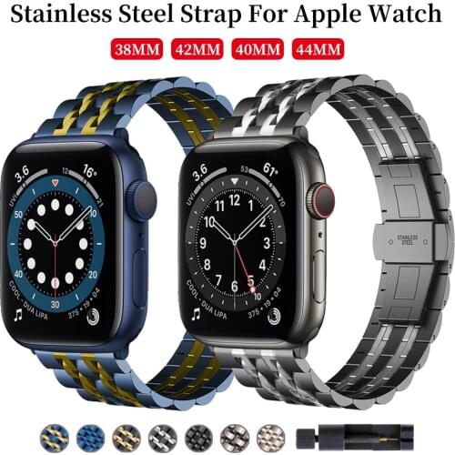 Stainless Steel Butterfly buckle Strap For Apple Watch 44mm 40mm band For iWatch Series 6 SE 5 4 42mm 38mm Bracelet Watchbands