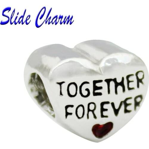 Romantic blue Valentine forever together Red love beads suitable for female fashion DIY jewelry Fit Pandora bracelet necklace