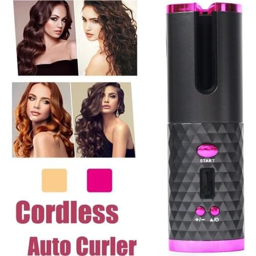 Portable Wireless Automatic Curling Iron Hair Curler USB Rechargeable For LCD Display Curly Machine With 1 Comb+2pc Clips