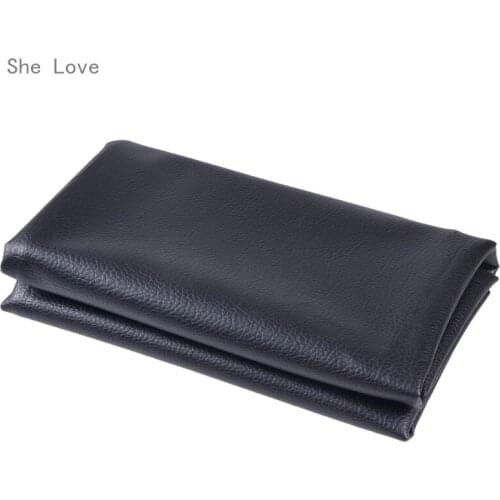 Chzimade Black Lychee Synthetic Leather Fabric Solid Color Car Interior Upholstery Home Decor Table Cover