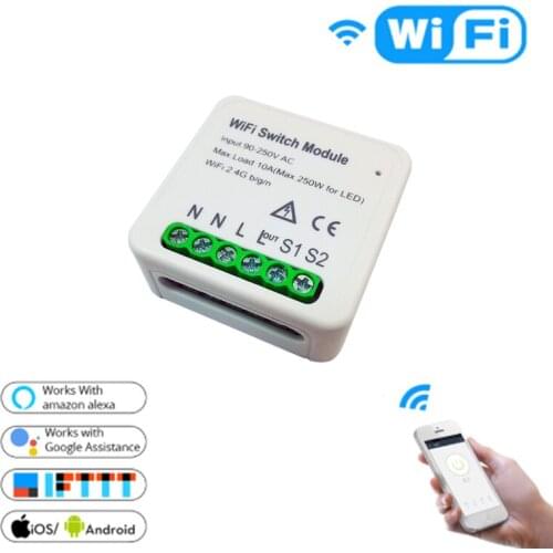 Tuya Wifi Smart Light Switch DIY Breaker Module Smart Life/Tuya APP Remote Control Works With Alexa Google Home 1/2 Way