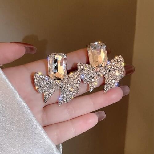 Bow earrings female earrings high-end earrings Korean temperament net red 2021 new trendy earrings