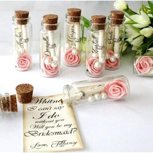 10pcs Wish Bottle Wedding Souvenir Guest Glass Gift Bottle Party Favor Kitchen Salt Suger Storage Box 15ML/20ML/25ML/30ML