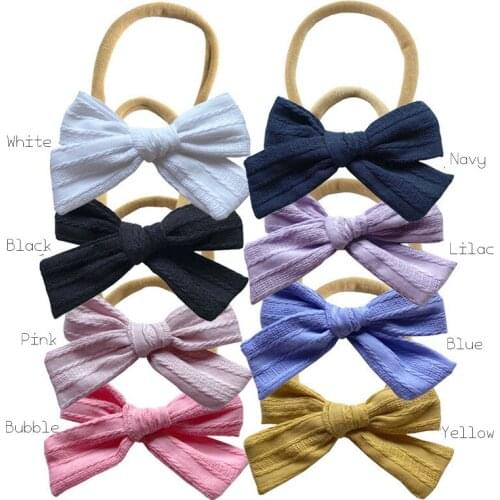 16pcs/lot Handtied Fabric Bow Headband Pinwheel Bow Hair Band Nylon Headband Infant Hair Accessory