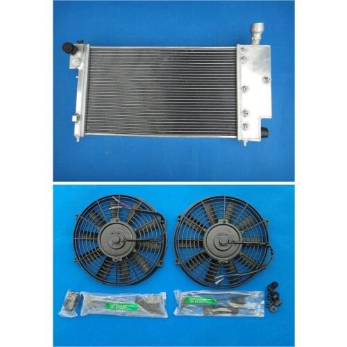 2 ROW 50MM ALUMINUM RADIATOR + Fan*2 FOR PEUGEOT 106 for GTI & RALLYE//CITROEN SAXO/VTR 1991-2001 92 93 94 95 1996 1997 98 99 00
