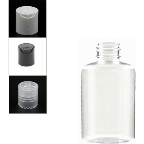 4oz/120ml empty boston round plastic Dispensing Cap bottle , clear pet bottle with transparent/white/black disc top lid